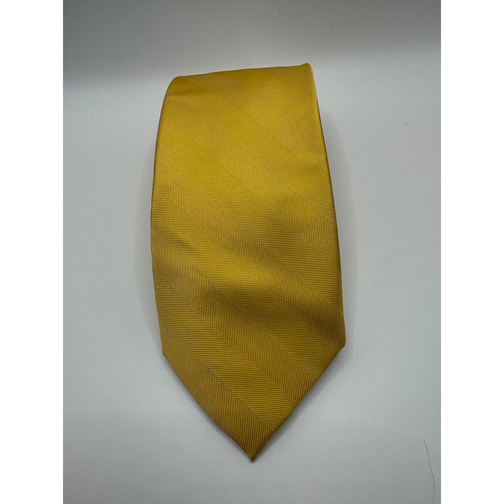 Tommy Hilfiger Mens Yellow Herringbone Silk Necktie 69967057 NWT